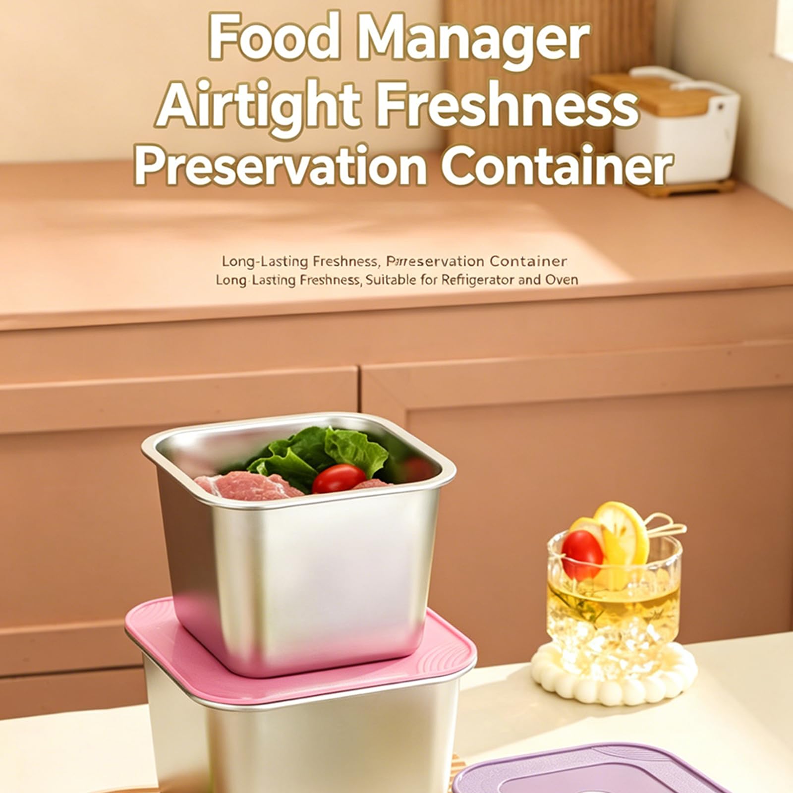 Set scatole per la Preparazione dei pasti, contenitori per Alimenti in Acciaio Inossidabile da 4 con coperchi per l ' organizzazione del Frigorifero a casa Scatola per Alimenti per Pranzo