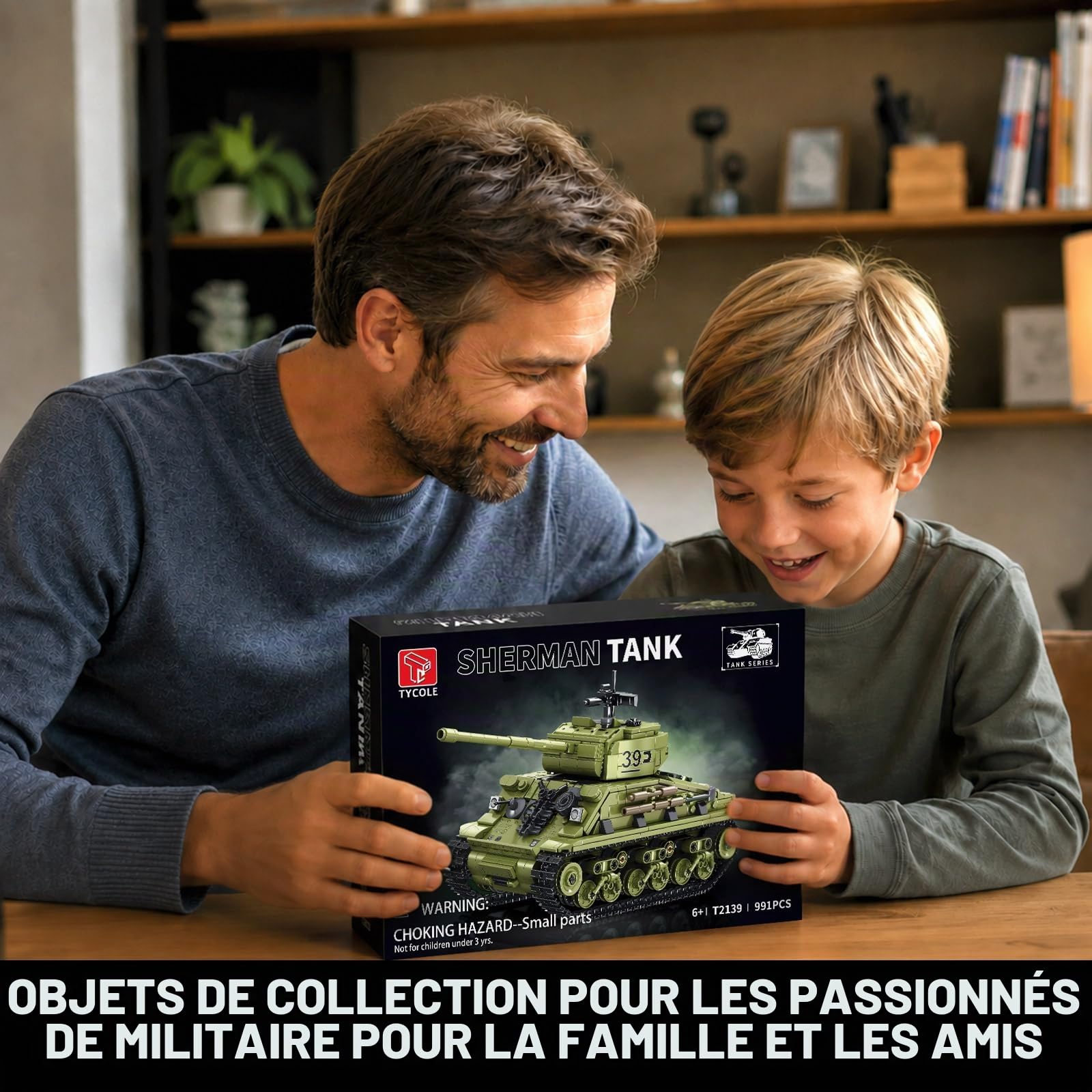 TYCOLE Jeu de Construction de Char Sherman (991 pièces), Maquette Militaire de la Seconde Guerre Mondiale à Collectionner, à Construire et à Exposer, Cadeau pour Adultes, Adolescents et Garçons