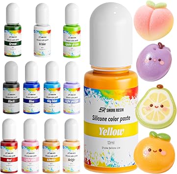 Silicone Pigment, 12 Colors for Taba Squishy & Liquid Silicone | 12 vivid colors with strong tinting, even dispersion, smooth flow, and heat-stable color for mold making