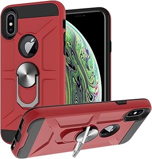 Clipes de proteção de smartphone Caso para iPhone Xs max, Caso de montagem magnética do carro do kickstand do anel de dedo pesado para iphone Xs max. Capa protetora de grau militar Saco de telefone