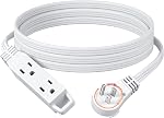 DEWENWILS 12FT Flat Plug Extension Cord, 360° Rotating 3-Prong Plug, 3 Outlets, 13A 1625W Heavy Duty, SPT-3 16/3C, Space Saving Extension Cord, Multiple Wall Outlet Extender for TV, Office, Kitchen