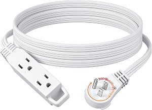 DEWENWILS 12FT Flat Plug Extension Cord, 360° Rotating 3-Prong Plug, 3 Outlets, 13A 1625W Heavy Duty, SPT-3 16/3C, Space Saving Extension Cord, Multiple Wall Outlet Extender for TV, Office, Kitchen