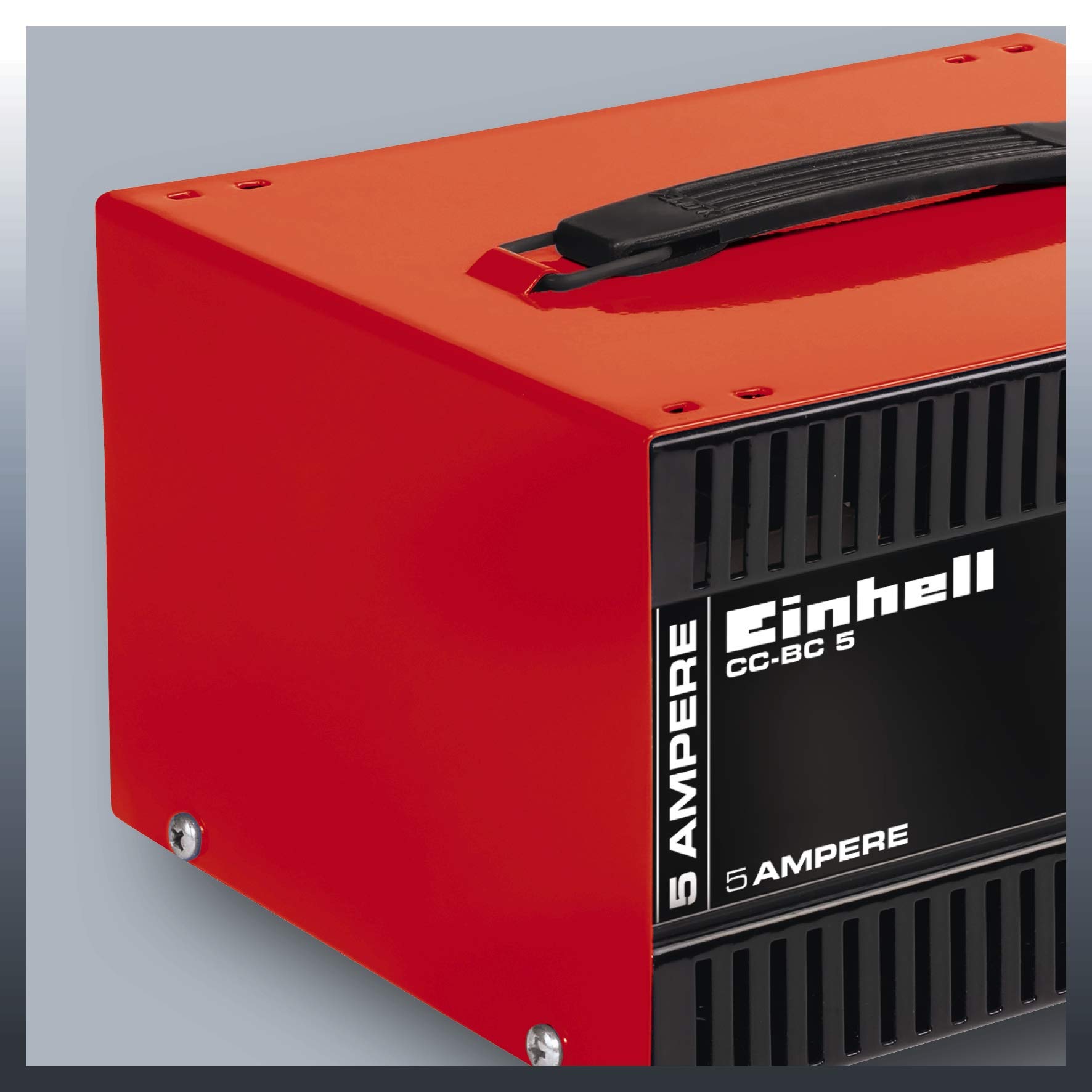 Einhell Chargeur de batterie CC-BC 5 (ampèremètre intégré, boîtier en tôle d'acier, protection contre les surcharges et les inversions de polarité, borniers isolés)
