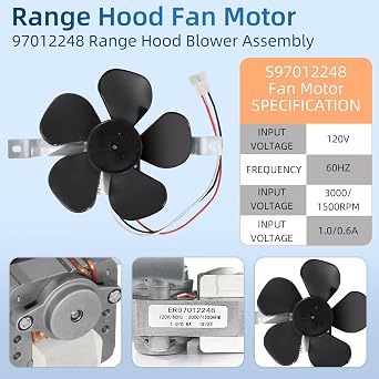 S97012248 97012248 Range Hood Fan Motor BP17 Replacement Part fit for B-roan Nu-Tone 40000 & 42000 Series and Ken-More Stoves by Fetechmate Replace 99080492 97005161 99080533 99080410 99080363