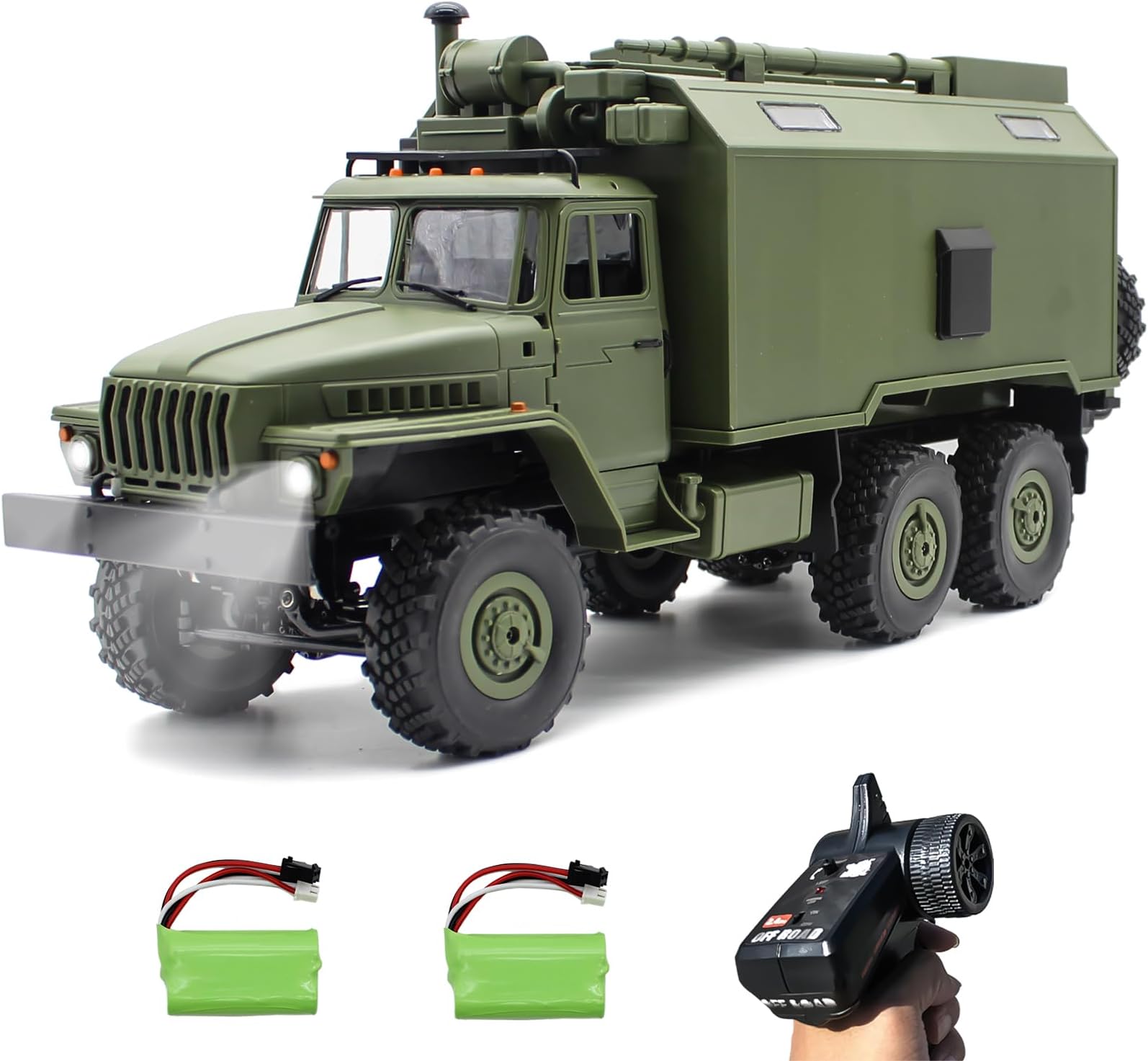Mostop RC Military Truck 6x6 Off Road Armored Vehicle, 1/16 Scale 6WD All Terrain Rock Crawler Army Transport for Adults & Teens