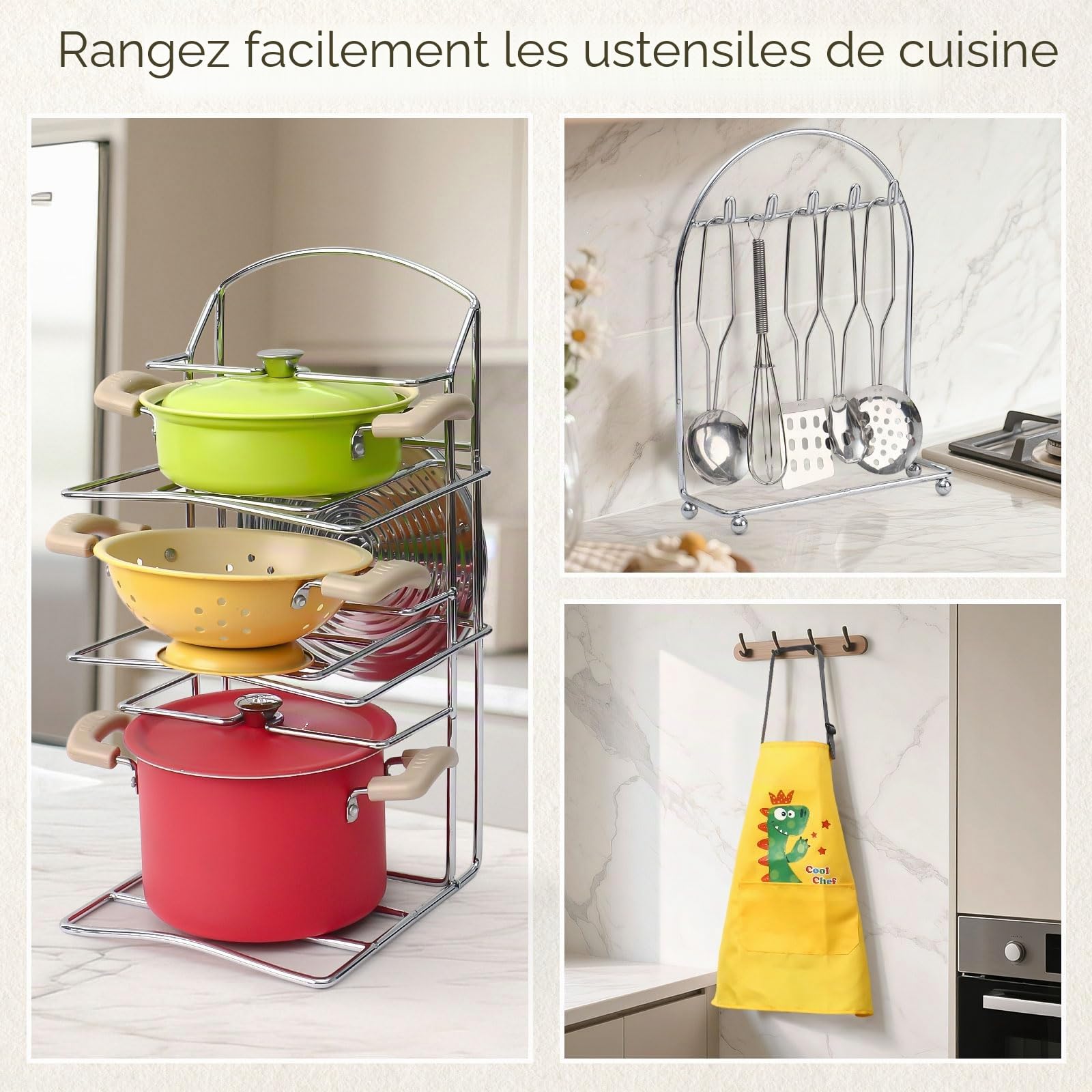 Tacobear Accessoire Cuisine Enfant Casserole et Poêle en Acier Inoxydable Ustensile Cuisine avec Tablier Gant Jeu de Rôle de Chef Cadeau Éducatif Jouet 3 4 5 Ans Garçon Fille