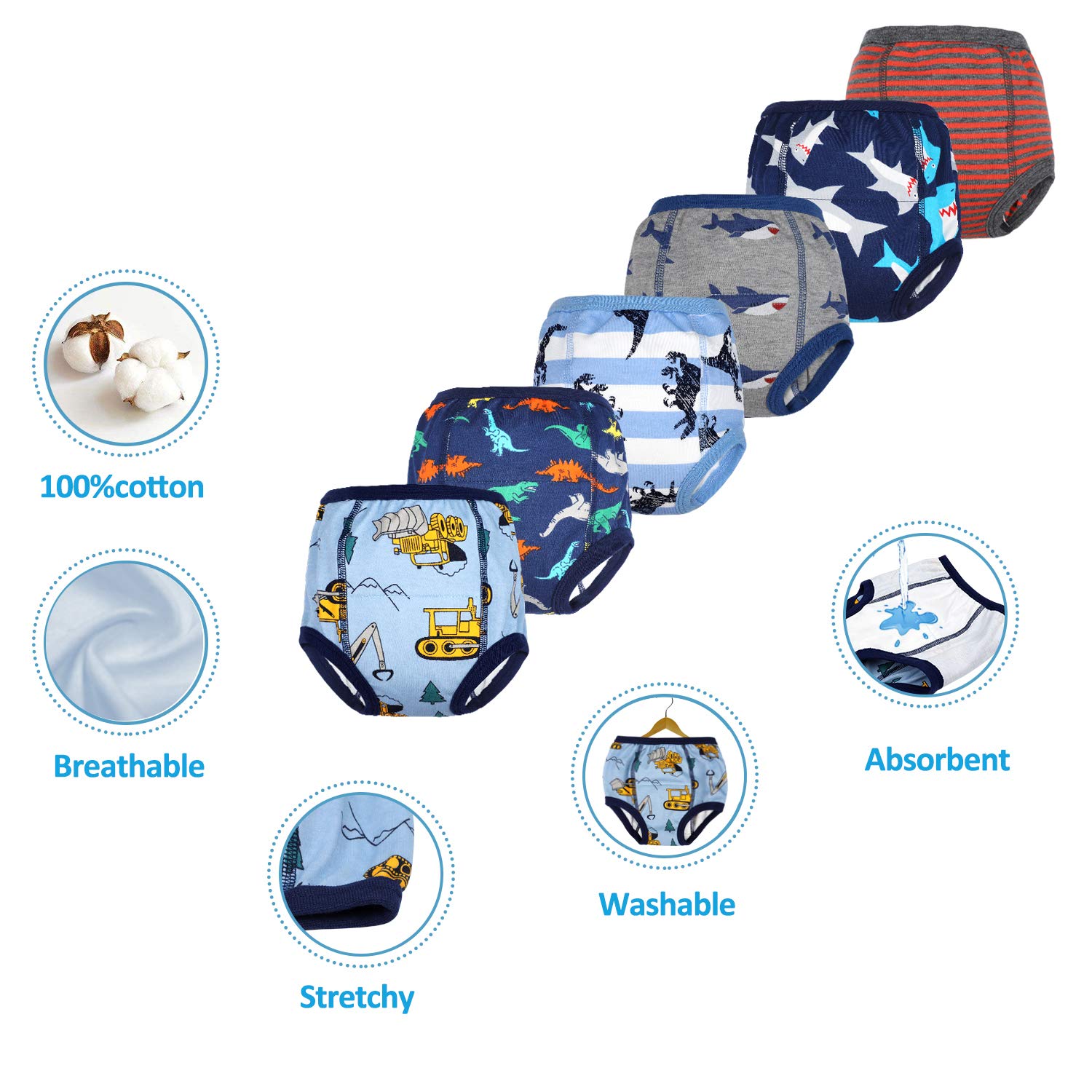 FLYISH DIRECT Mutandine Apprendimento Bambino vasino per Bambini Mutande Trainer Bambini Intima per Bambini Cotone Assorbente - 4