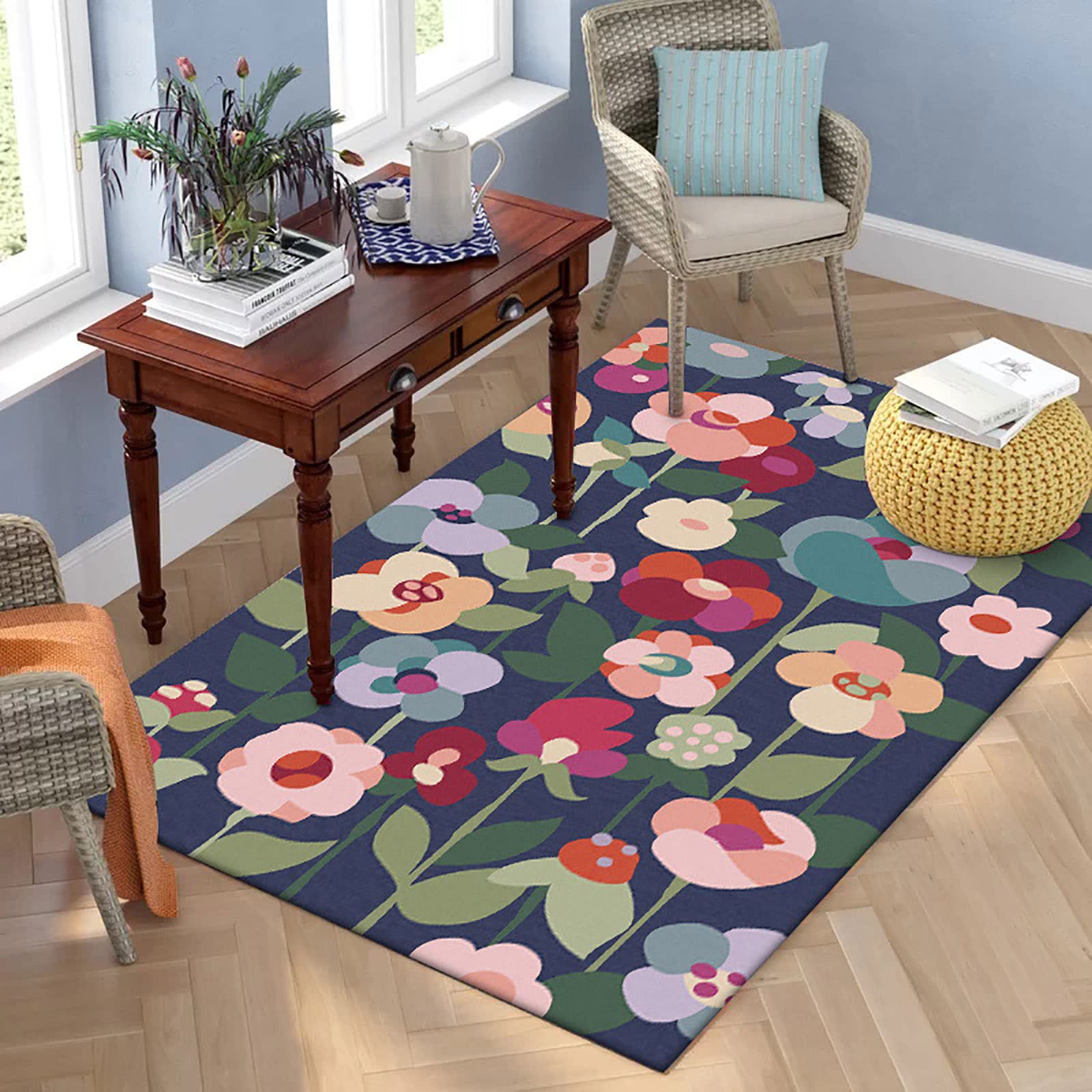Teppich Moderner Wohnzimmer Teppich 100 X 120 CMmoderne Bunte abstrakte Blume Korridor Schlafzimmer, Küche, Wohnzimmer 100x120cm