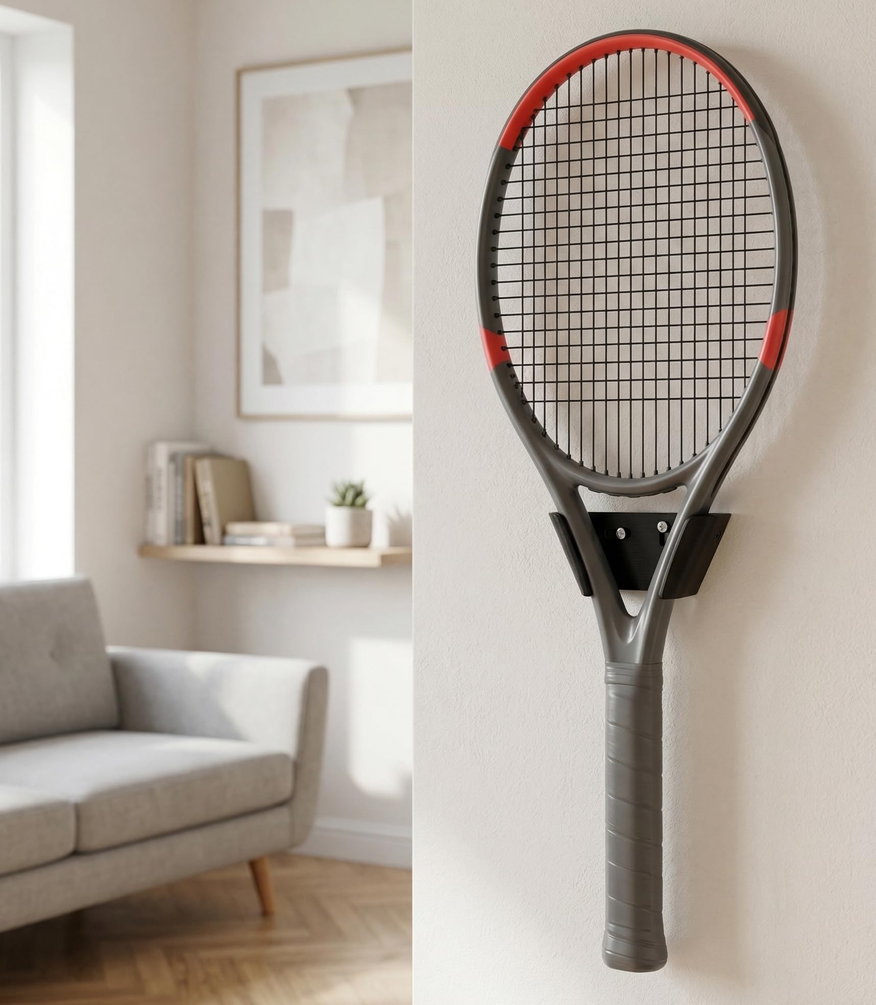 Lot de 2 supports muraux pour raquettes de tennis avec vis et chevilles