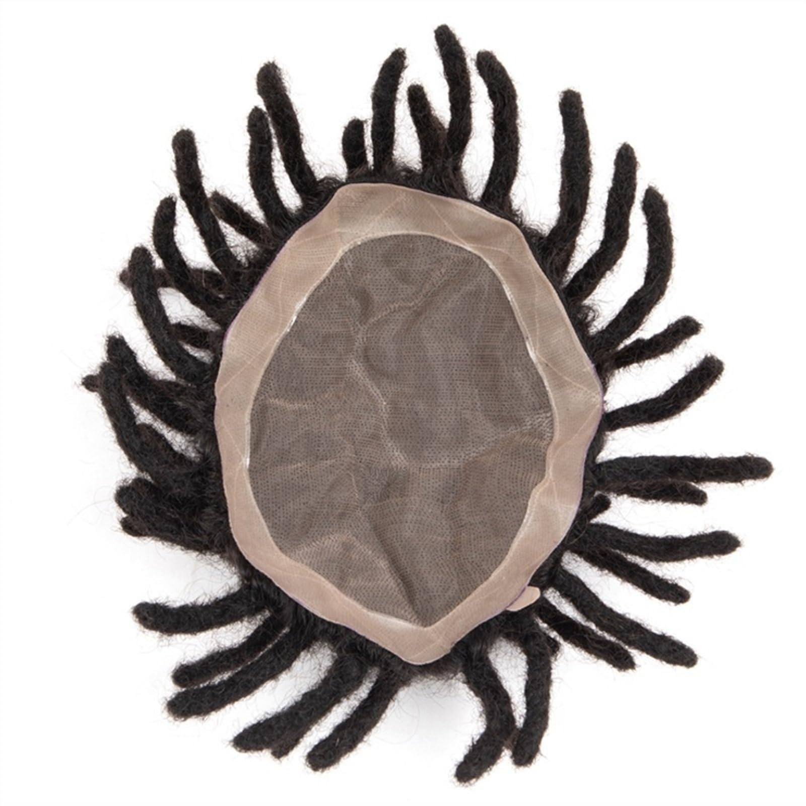 Parrucca per La Copertura della Calvizie Maschile, Toupet Afro Crespo Riccio Breadlocks, Fine Mono Base Npu, Toupet da Uomo, Sistemi di Sostituzione dei Capelli Umani Maschili Neri Naturali
