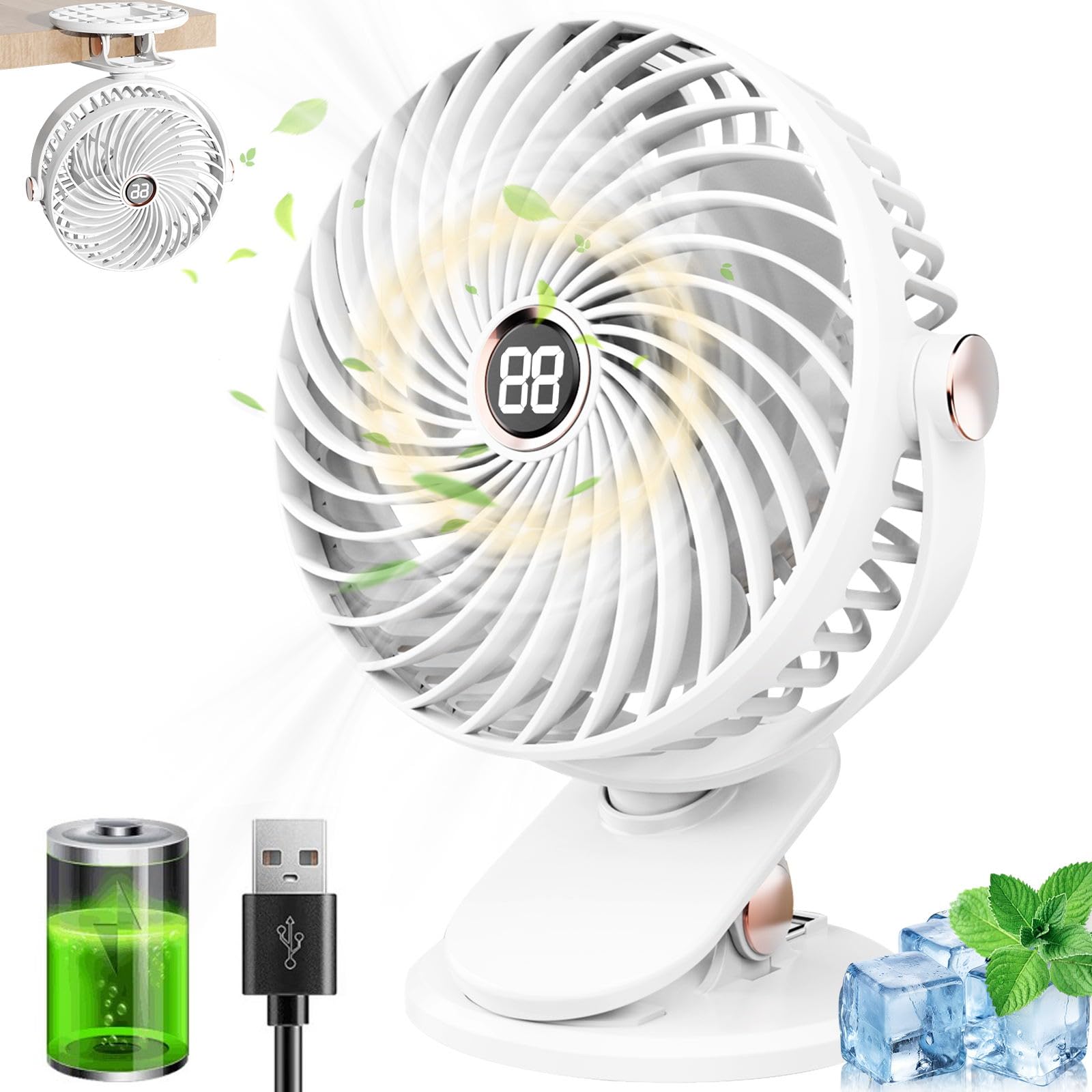 Mini ventilateur portable pour le camping et la maison avec rotation à 720 degrés