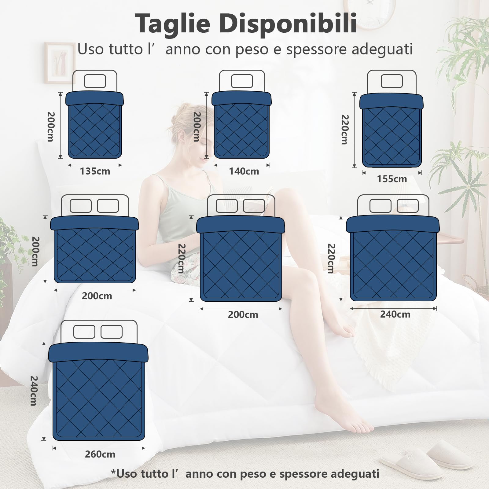 CozyLux Piumone Matrimoniale 220x240 cm per 4 Stagioni, Trapunta Invernale 220 x 240, Piumone Letto in Microfibra 300 g/m², Morbido, Caldo e Traspirante, Lavabile in Lavatrice, 240x220, Bianco