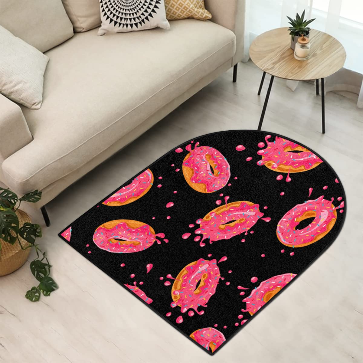 TropicalLife Dywanik do salonu, z motywem pączków, 100 x 120 cm, kolorowe pączki, do domu, sypialni, kuchni, duży, okrągły, antypoślizgowy dywanik pod drzwi