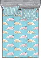 Vista 366 de Lunarable Grey Fitted Sheet & Pillow Sham Set, Pattern with Random Footprints Paw Traces Pet Legs Friendly Cats and Dogs, Decorative Printed 3 Piece