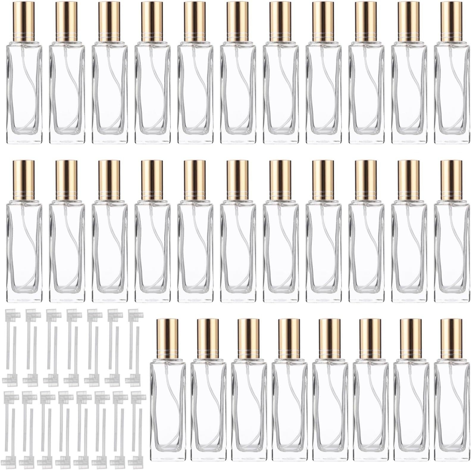 Lnrueg 30 Pcs 10ml Perfume Bottles Bulk - Refillable Clear Thick Glass Cologne Spray Perfume Bottles for Fragrance Decanting, Compact Travel Fine Mist Atomizer Set for Essential Oils, Air Fresheners