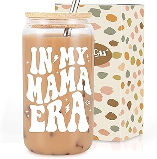 Coolife in My Mama Era Glass Cup - Promoted to Mom, New Mom Gifts, Cute Mother Mama Gifts - Christmas, Birthday Gifts for ...
