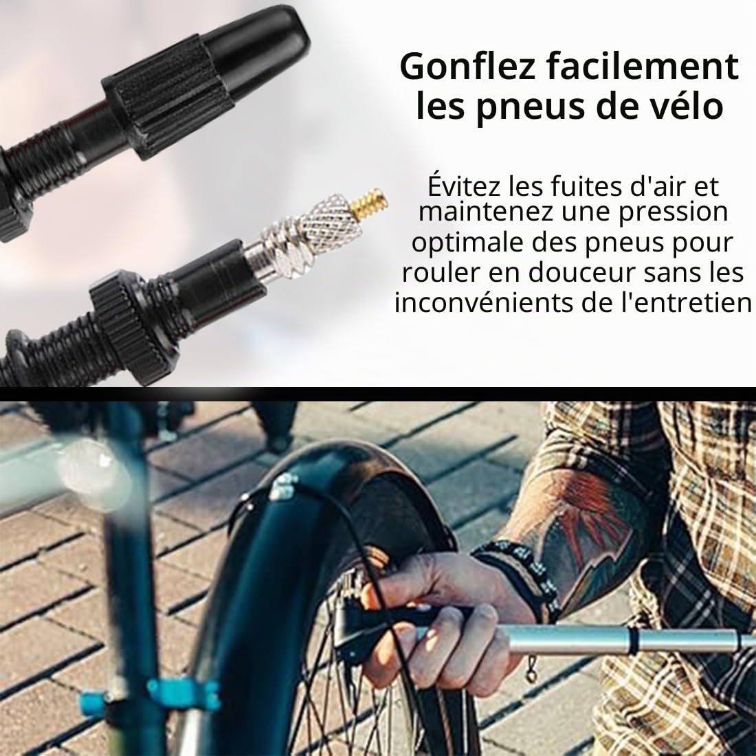 JEYORZY Valve Tubeless VTT 40 mm, 2 Pièces Valves Presta sans Chambre à Air 40 mm Valves Tubeless Tige de Valve VTT Valves de Vélo pour Pneus de Vélo, noir
