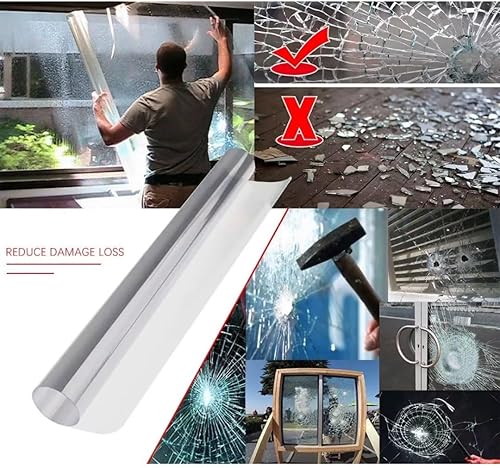 Miniatura 2 de LKXHarleya Película de seguridad transparente para ventana, inastillable, bloqueo UV, calcomanía protectora de vidrio para ventana, 23.62 x 39.37