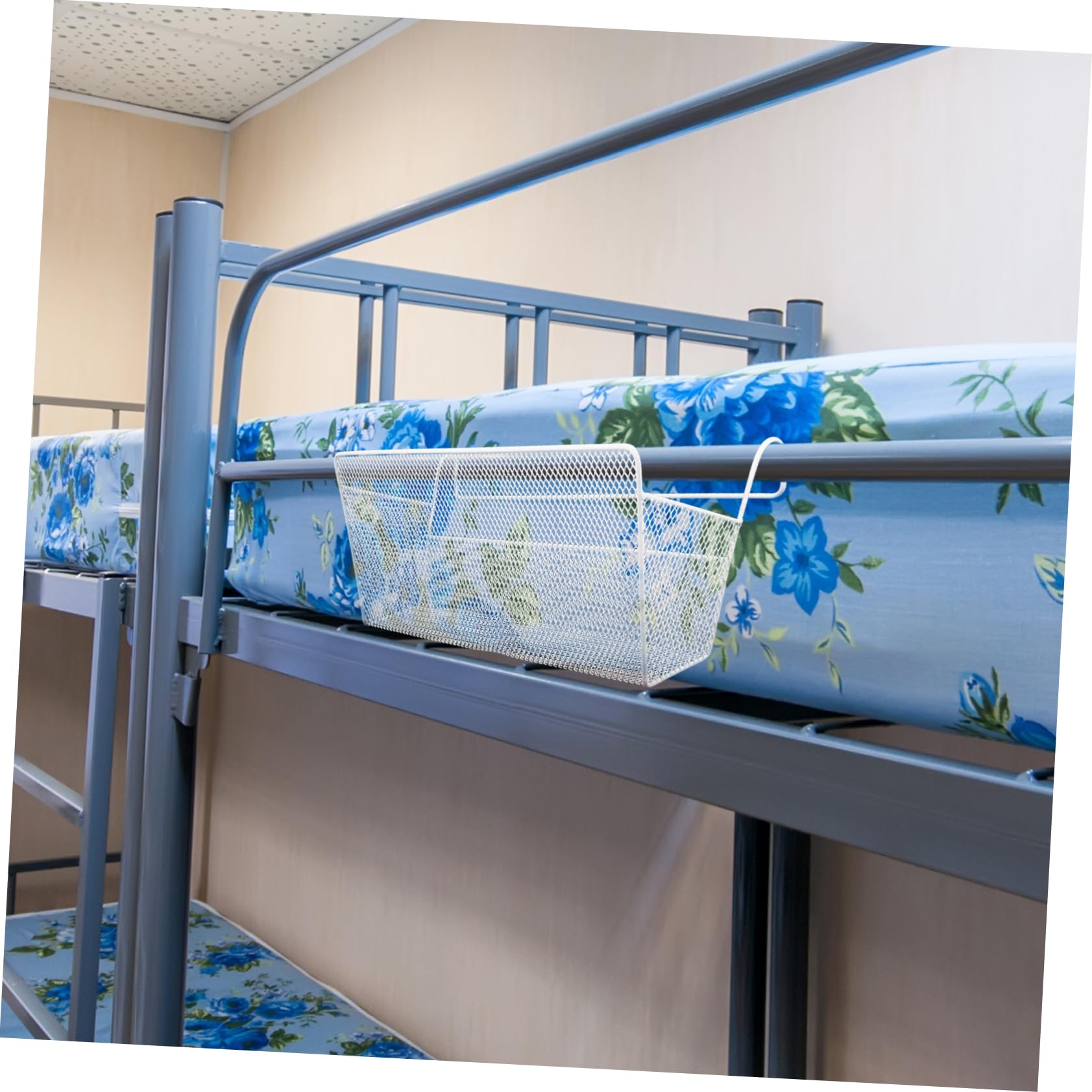 Cesta de Almacenamiento Colgante de Metal Blanco, Hierro, Gran Capacidad