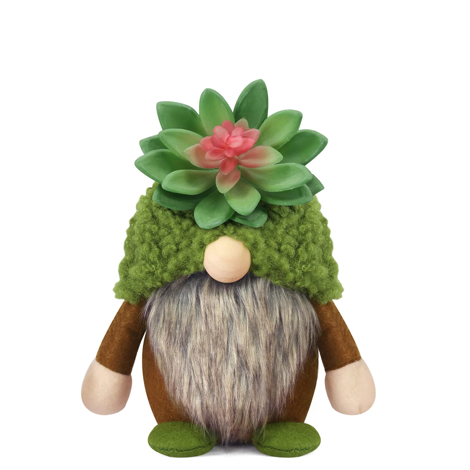 Succulent Gnomes Green Gnomes Plush with Thick Fleshy Stems Leaves Tomte Handmade Scandinavian Tiered Tray Decor Cacti Nordic Dwarf Home Shelf Sitter Decor Collection Garden Gift Cactus Lovers