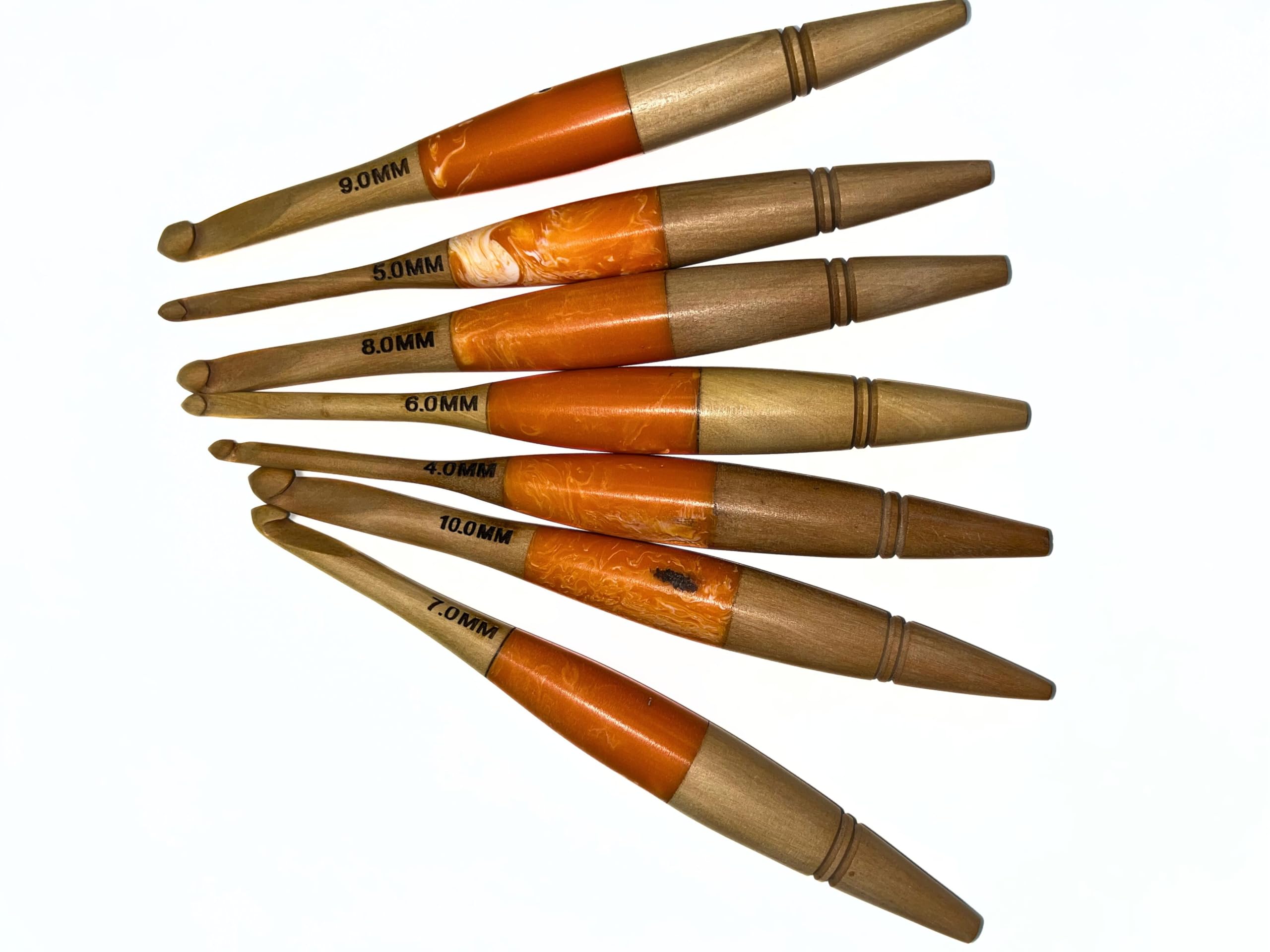 Szydełka z żywicy syntetycznej, druty do robótek ręcznych, tkane, od 4 mm do 10 mm, 7 sztuk, ze złotym pudełkiem do przechowywania, kolorowa kolekcja szydełek z żywicy
