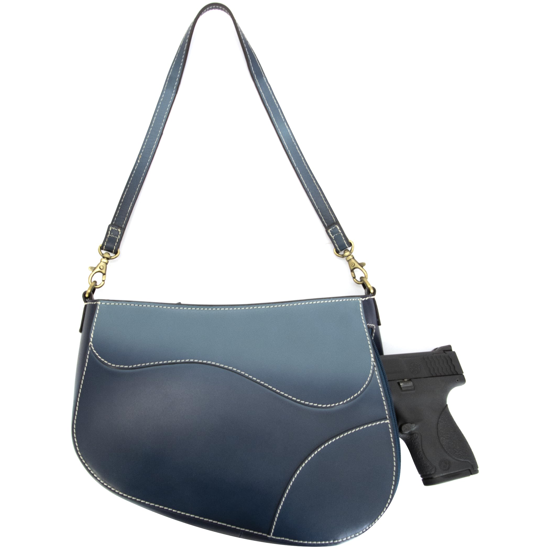 Smith & Wesson Saddle Crossbody – Concealed Carry Leather Purse with Secure CCW Compartment (Blue)-picture-57