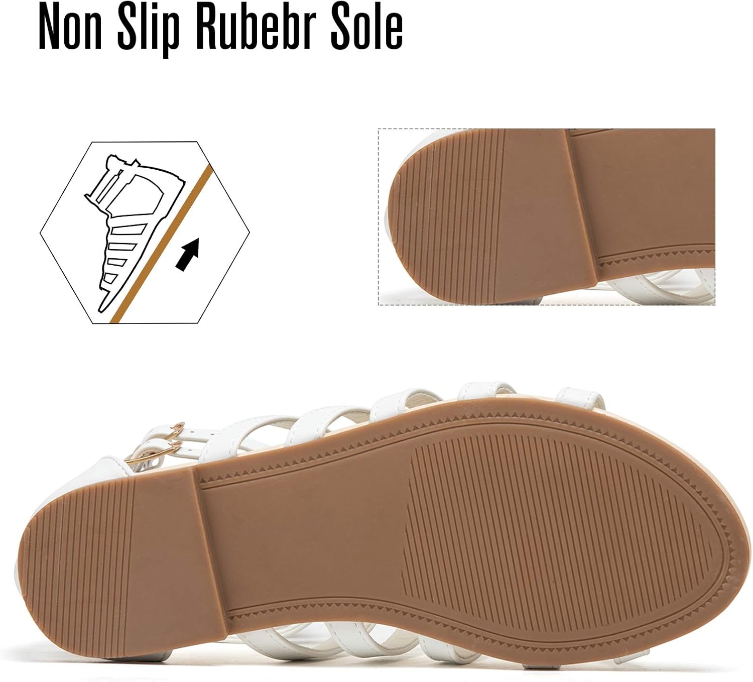 katliu Women's Gladiator Sandal Flat Strap Sandals Two Ankle Buckle 11 Silver