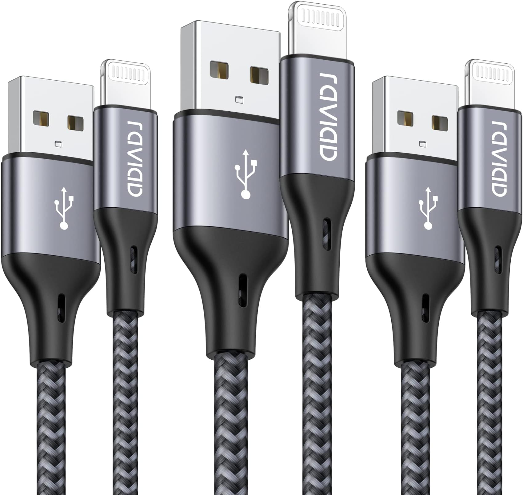 RAVIAD iPhone Charger Cable 2M 3Pack, Lightning Cable MFi Certified iPhone Charging Cable Nylon Braided iPhone Fast Charger Cable for iPhone 14 13 12 11 Pro Max X XS XR 10 8 7 Plus 6s 6 5s 5 SE 2020