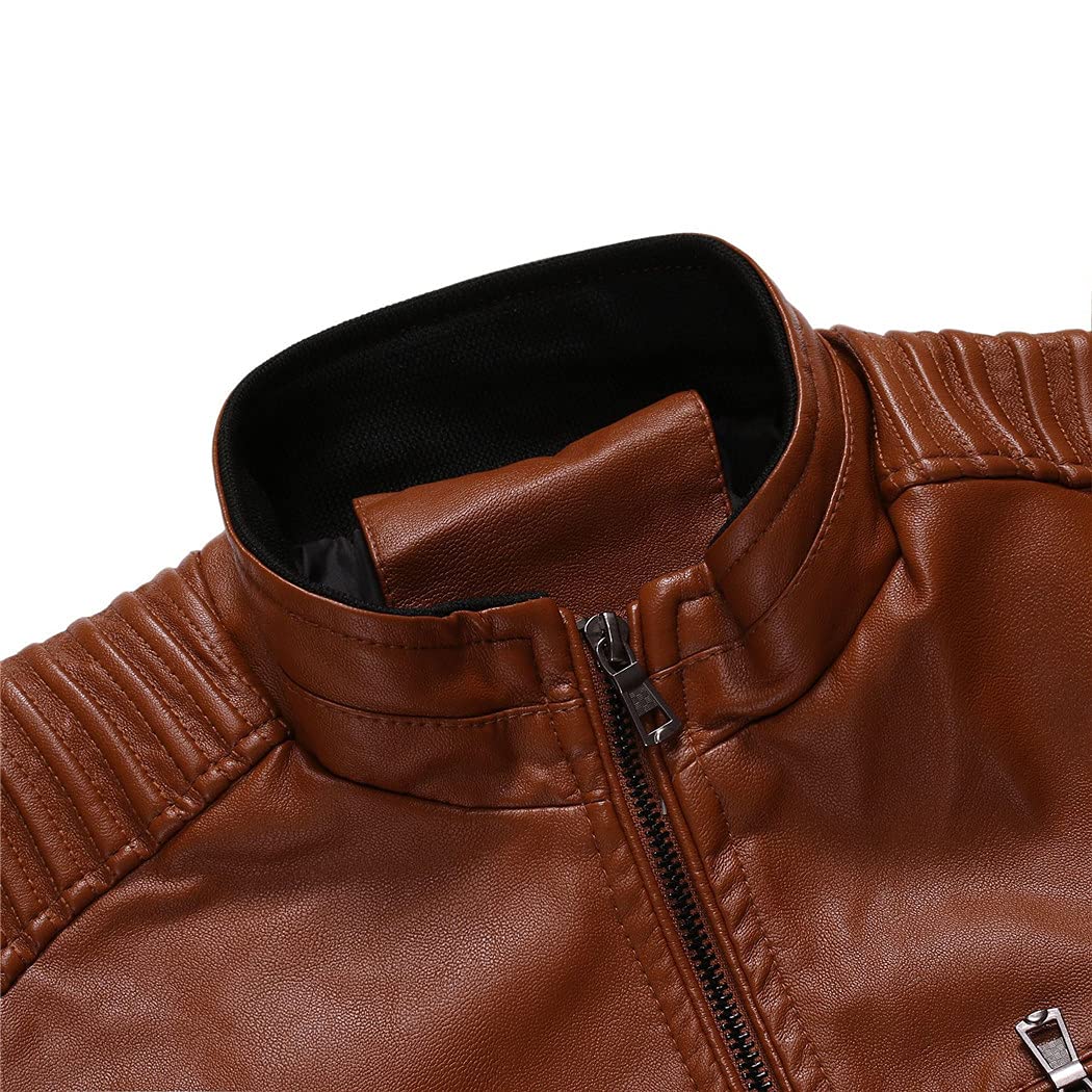 Chaqueta de cuero para hombre, estilo motero, primavera, otoño, tendencia, abrigo de cuero para motocicleta