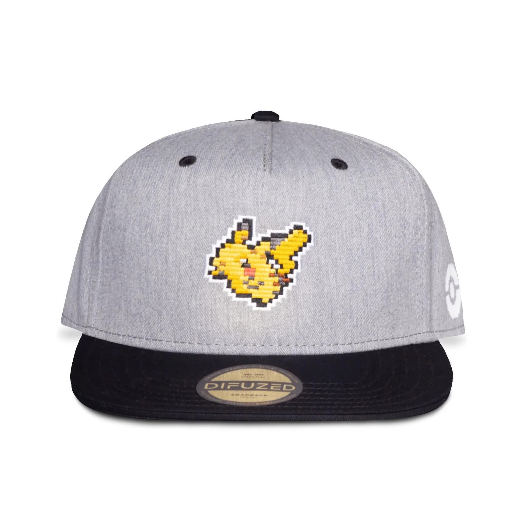 PokemonPika Pixelated Snapback Baseball Cap Grey/Black SB687265POK