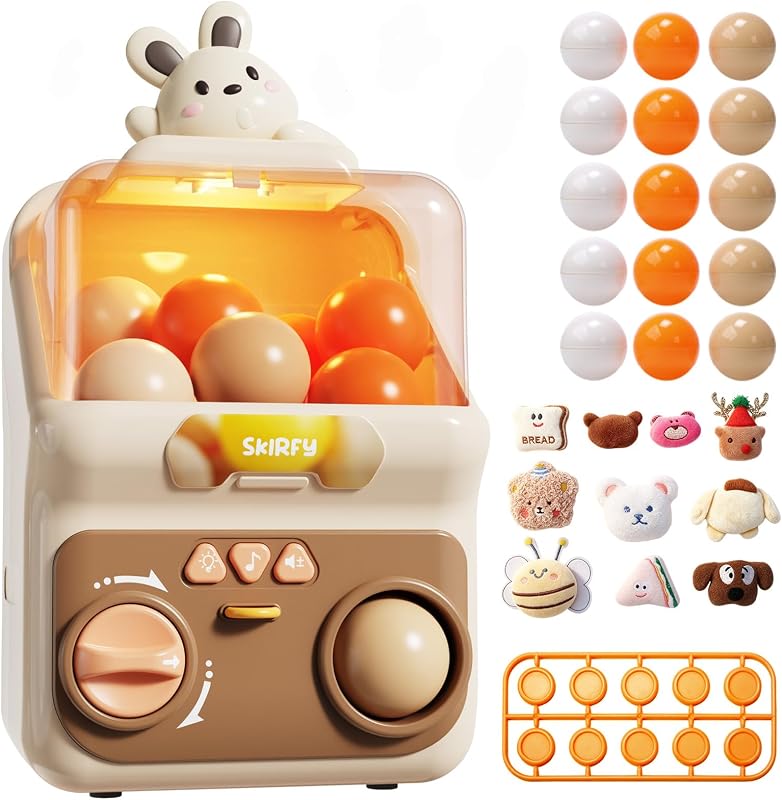 Máquina expendedora de cápsulas Skirfy de juguete para niños, Máquina expendedora de juguetes | Máquina de juguetes que funciona con monedas, 15 cápsulas rellenables de 1,77", luces y sonidos, regalo de fiesta de cumpleaños, juego familiar