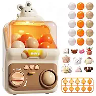 Skirfy Gumballs Machine Toy for Kids,15 PCS 1.77 in Capsules Light Up Vending Machine Operated Gumballs Prize Arcade Game Claw Machine Game Sensory Toys Dolls Gifts