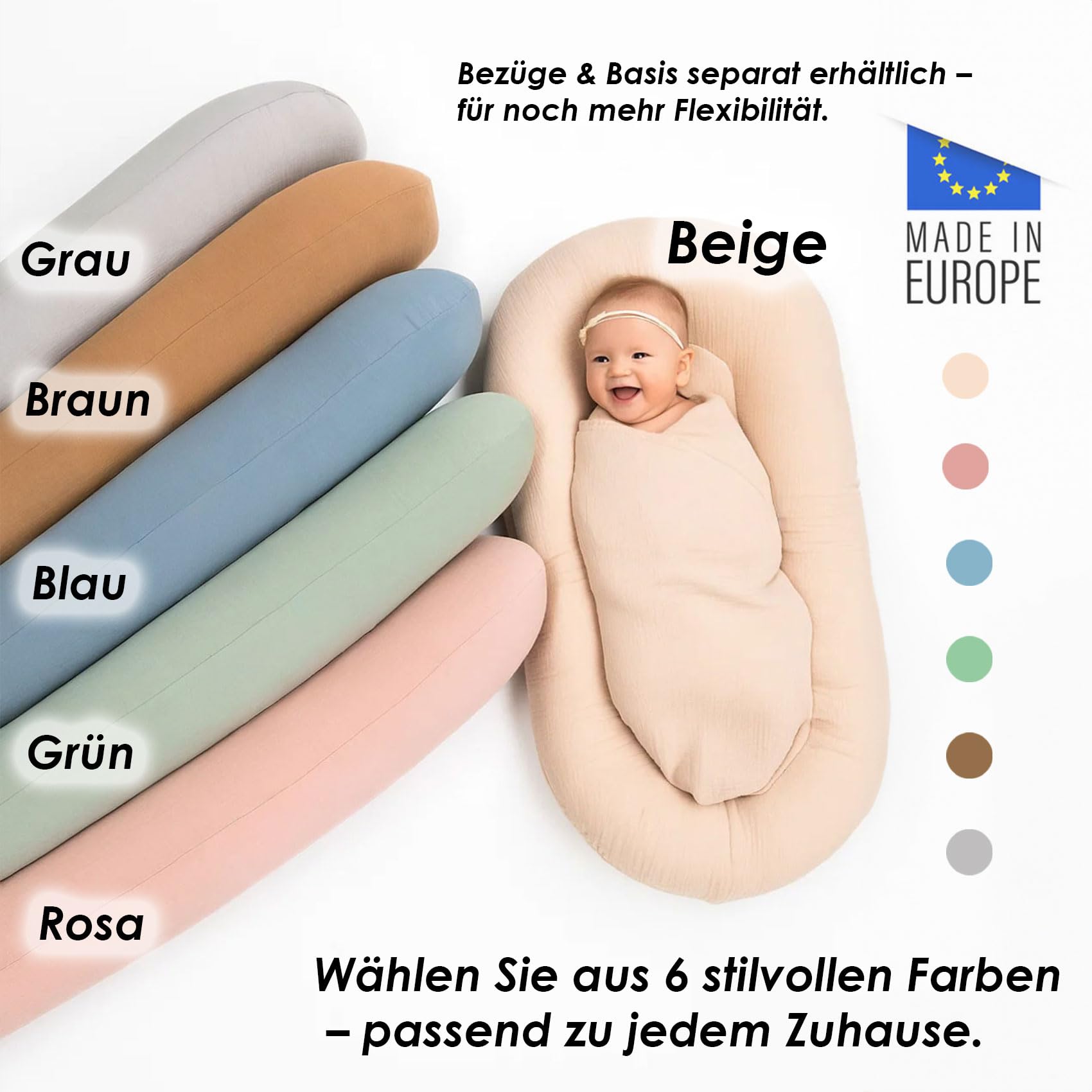 PaLulli® LuliNest – Nido de bebé de algodón orgánico con funda extraíble | Capullo acogedor para recién nacidos y bebés | Seguro, cómodo y fácil de limpiar