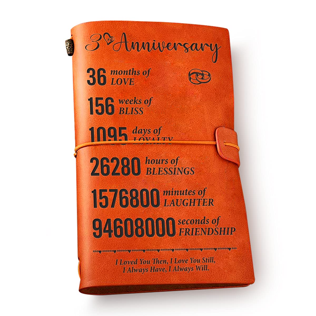 NNYTTK 3 Year Anniversary Notebook for Him Her Leather - Romantic 3rd Anniversary Leather Journal Notebook Engraved Vintage Travel Journal Embossed Writing Journal Gift for Christmas