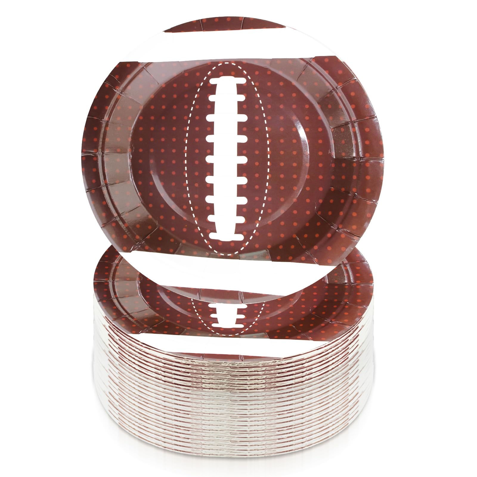 CONEHOY 100 Pcs Football Plates 7” Football Dinner Plate Paper Dessert Dishes Football Themed Party Supplies Birthday Baby Shower Sports Party