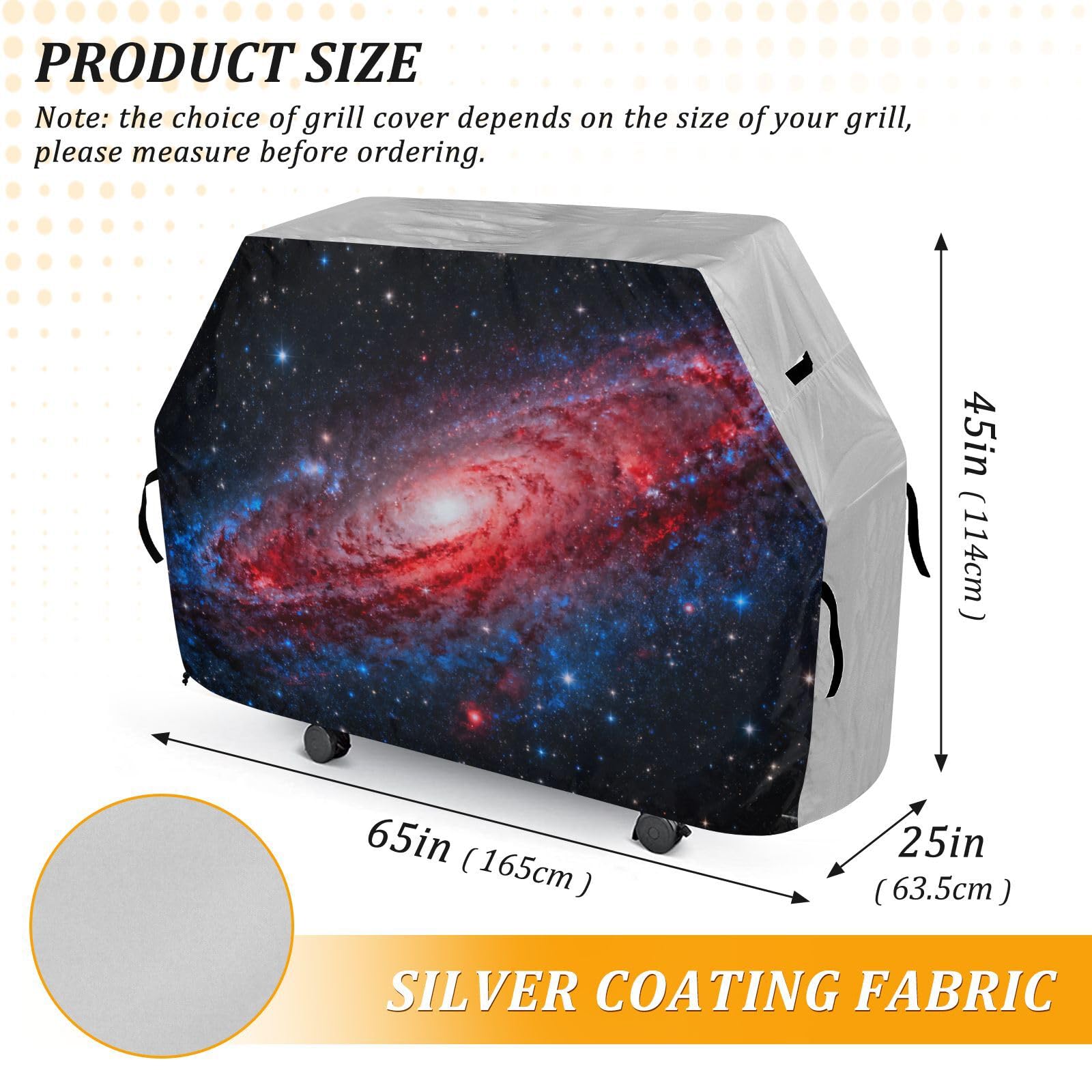 Red Universe Nebula pokrowiec na grilla 150 cm, wodoodporny, wytrzymały, odporny na rozdarcie, odporny na blaknięcie materiał, pokrowiec na grilla z regulowanym sznurkiem chroniący przed kurzem i