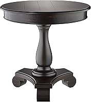 Roundhill Furniture Rene 26" Round Pedestal Side Table in Black - Elegant Transitional End Table