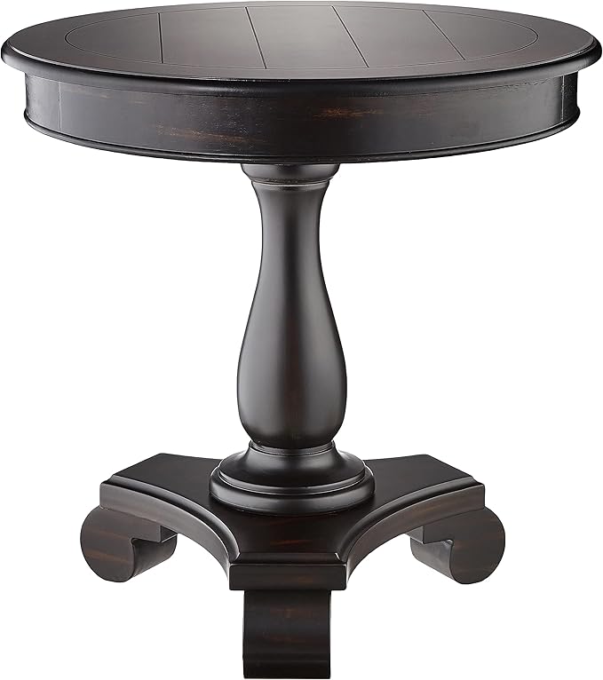 Roundhill Furniture Rene Round Pedestal Side Table, Black