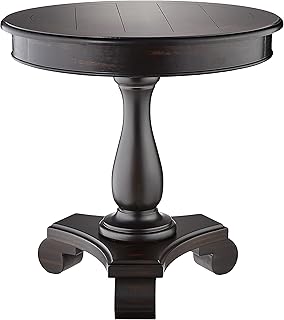 Roundhill Furniture Rene Round Pedestal Side Table, Black