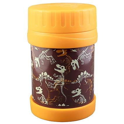 Bentology Stainless Steel Insulated Lunch 13oz Jar for Kids - Dinosaur Fossils - Large Leak-Proof Storage Jar for Hot/Cold Food, Soups, Liquids - BPA Free - Fits Most Lunch Boxes and Bags