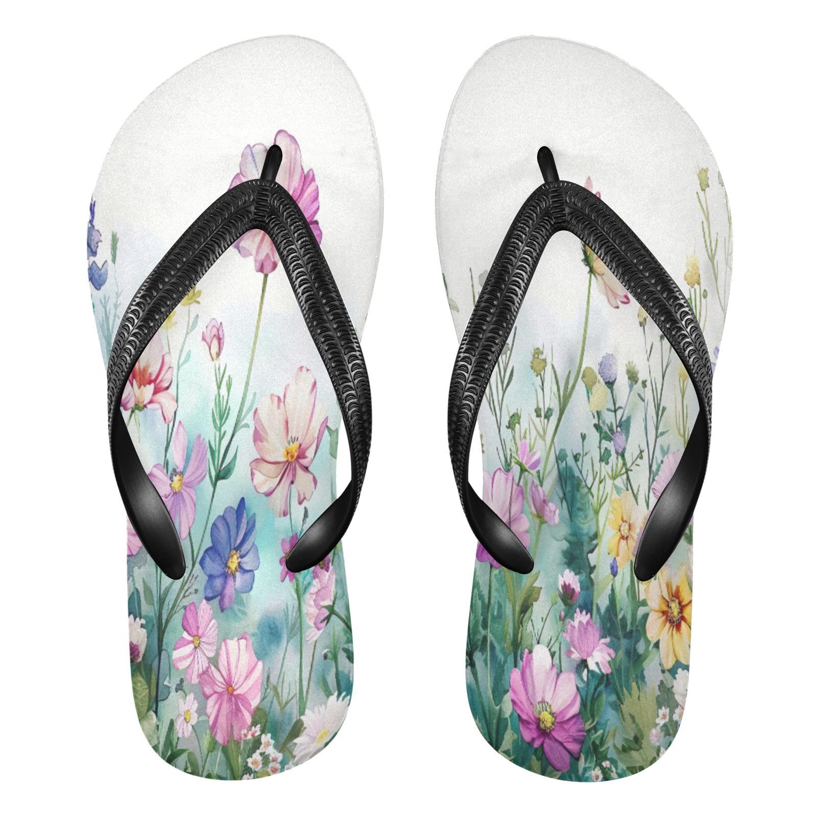 Watercolor Summer Garden Flip Flop Sandal Men's and Women's Summer Sandal | Beach & Water Shoes（817）