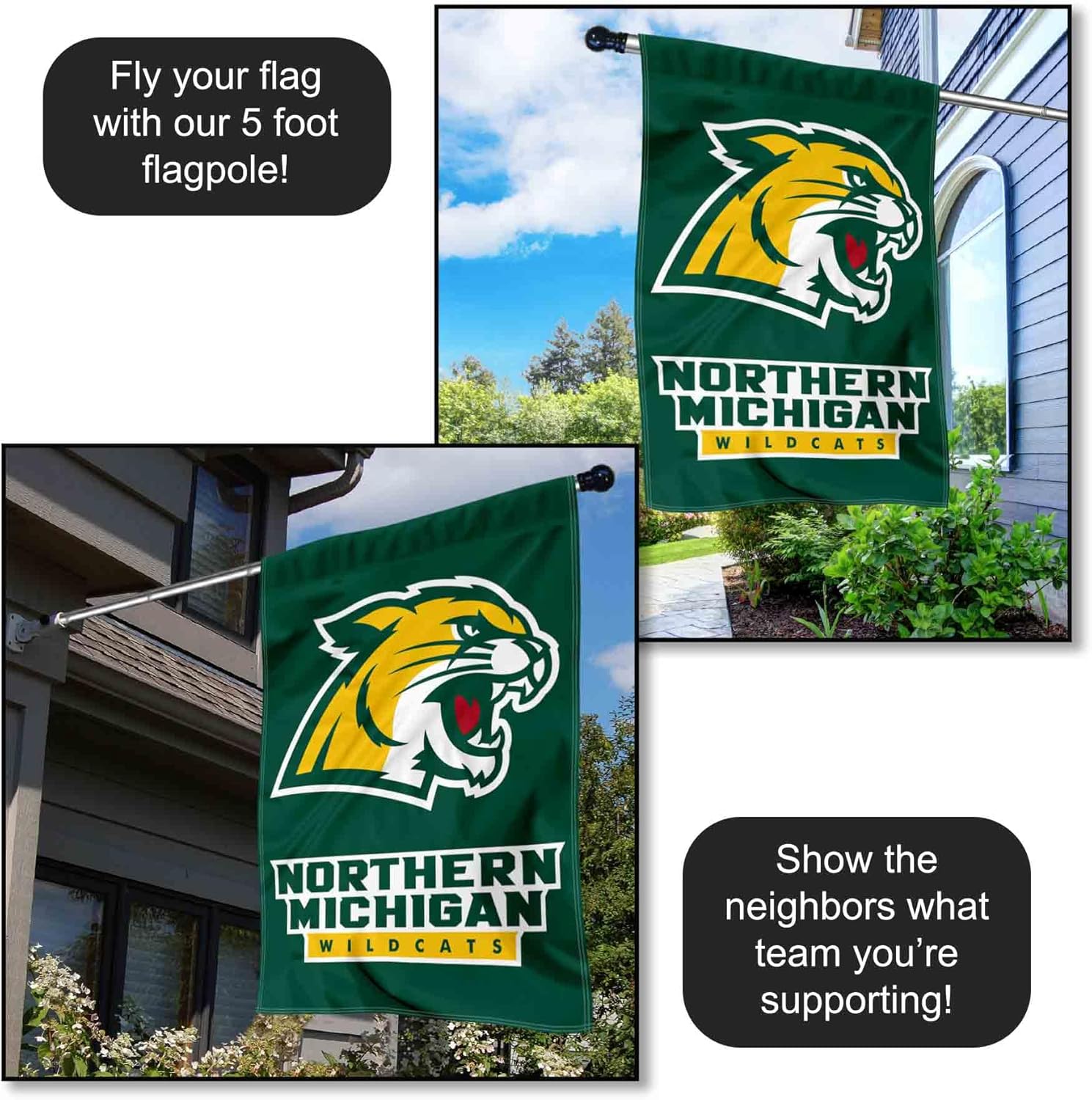 Northern Michigan Wildcats Double Sided House Flag - Image 4