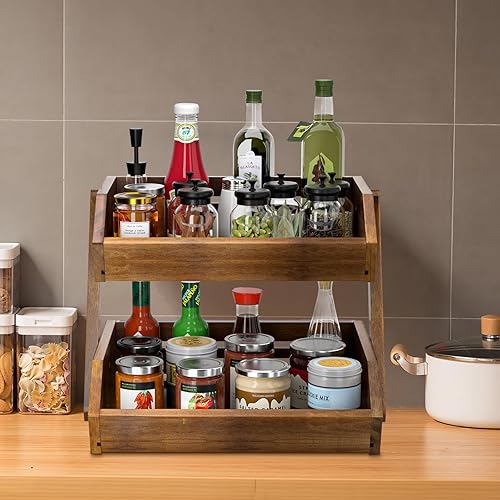 Miniatura 5 de G.a HOMEFAVOR Cesta de frutas Frutero de madera de acacia de 3 niveles para cocina, soporte de almacenamiento de frutas para verduras y aperitivos,