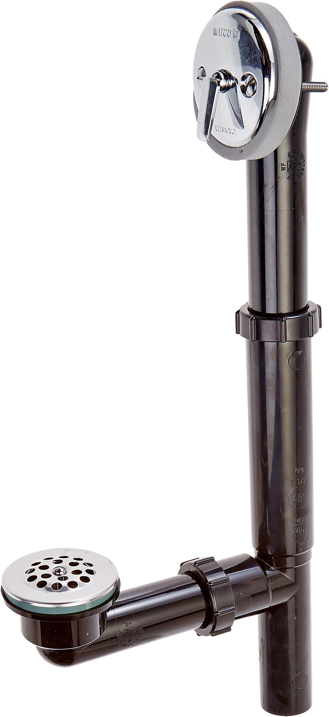 Watco Manufacturing 500-TQ-ABS-CP 1.5-Inch ABS Piping Quick Adjust Trip Lever Tubular Plastic Drain Waste and Overflow Kit, Chrome Plated