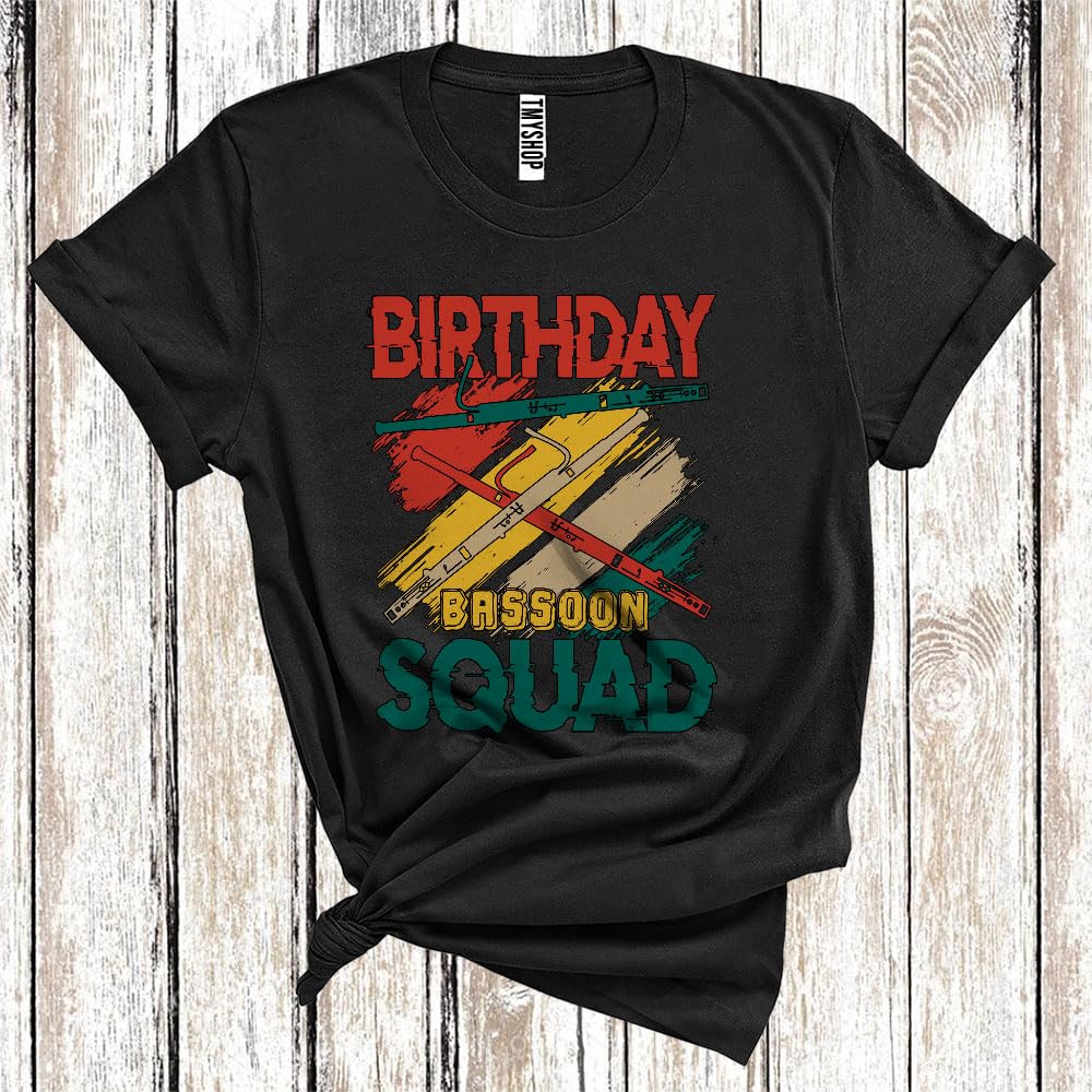 Generic Vintage Birthday Bassoon Squad, Joyful Birthday Bassoon Lover, Matching Family Group Unisex T-Shirt Black, Small