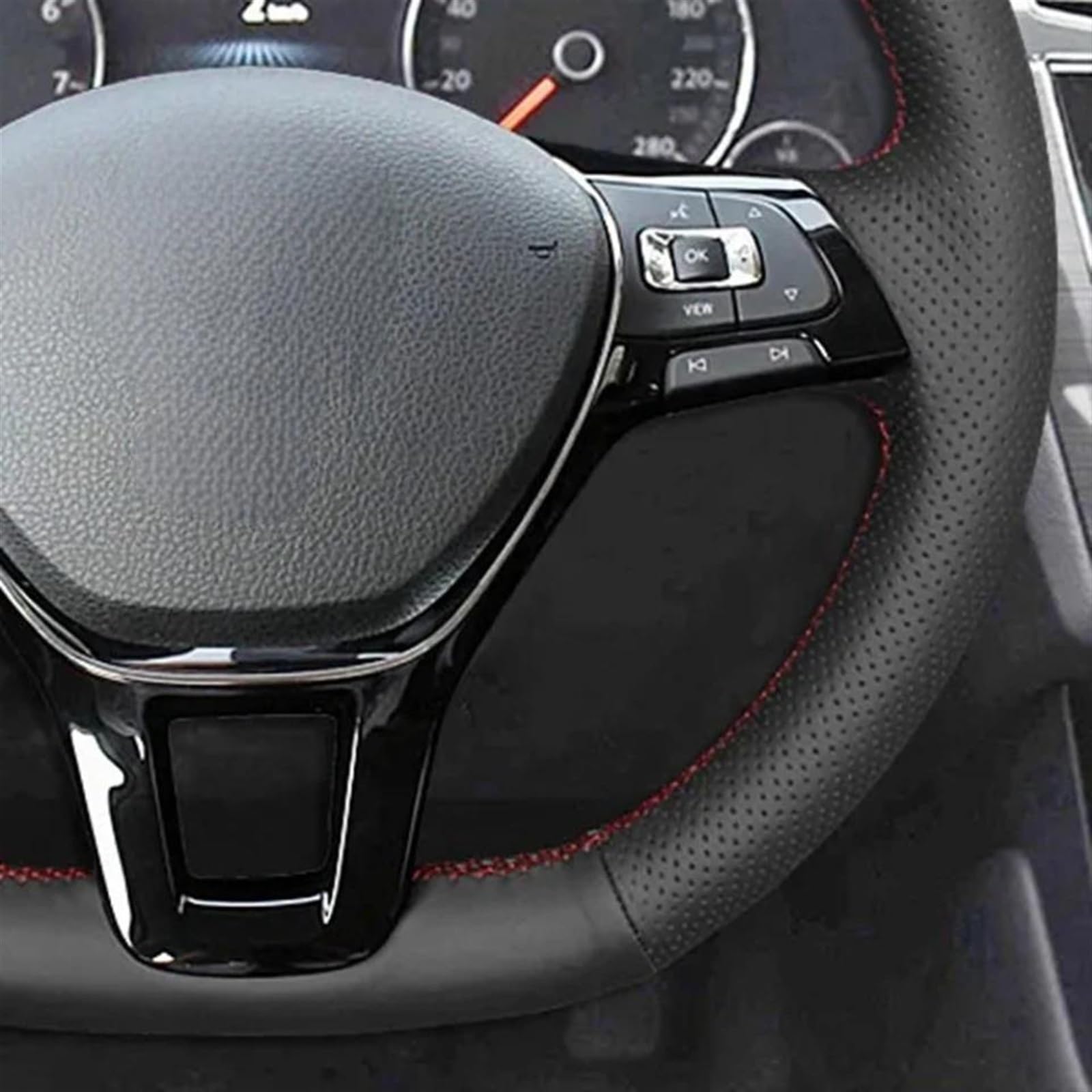 Für VW, Für Golf 7 Mk7, Für Polo, Für Jetta, Für Passat B8 Für Tiguan Schwarzes Kunstleder Fürs Auto.(Orange)