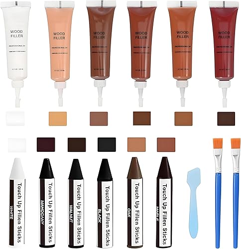 Miniatura 15 de Varillas de relleno de madera de 3 colores de cera blanca, kit de reparación de madera para arañazos, grietas, rasguños, gubias en funiture de 3