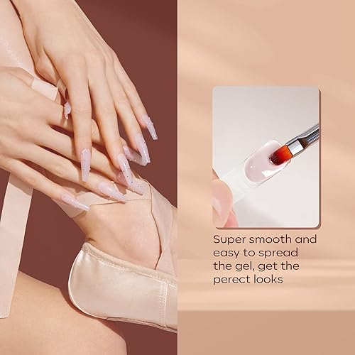 Miniatura 7 de modelones Gel de uñas de polietileno, 6 colores de tonos de piel nude rosa neutro, colección de gel de extensión de polietileno, gel de construcción