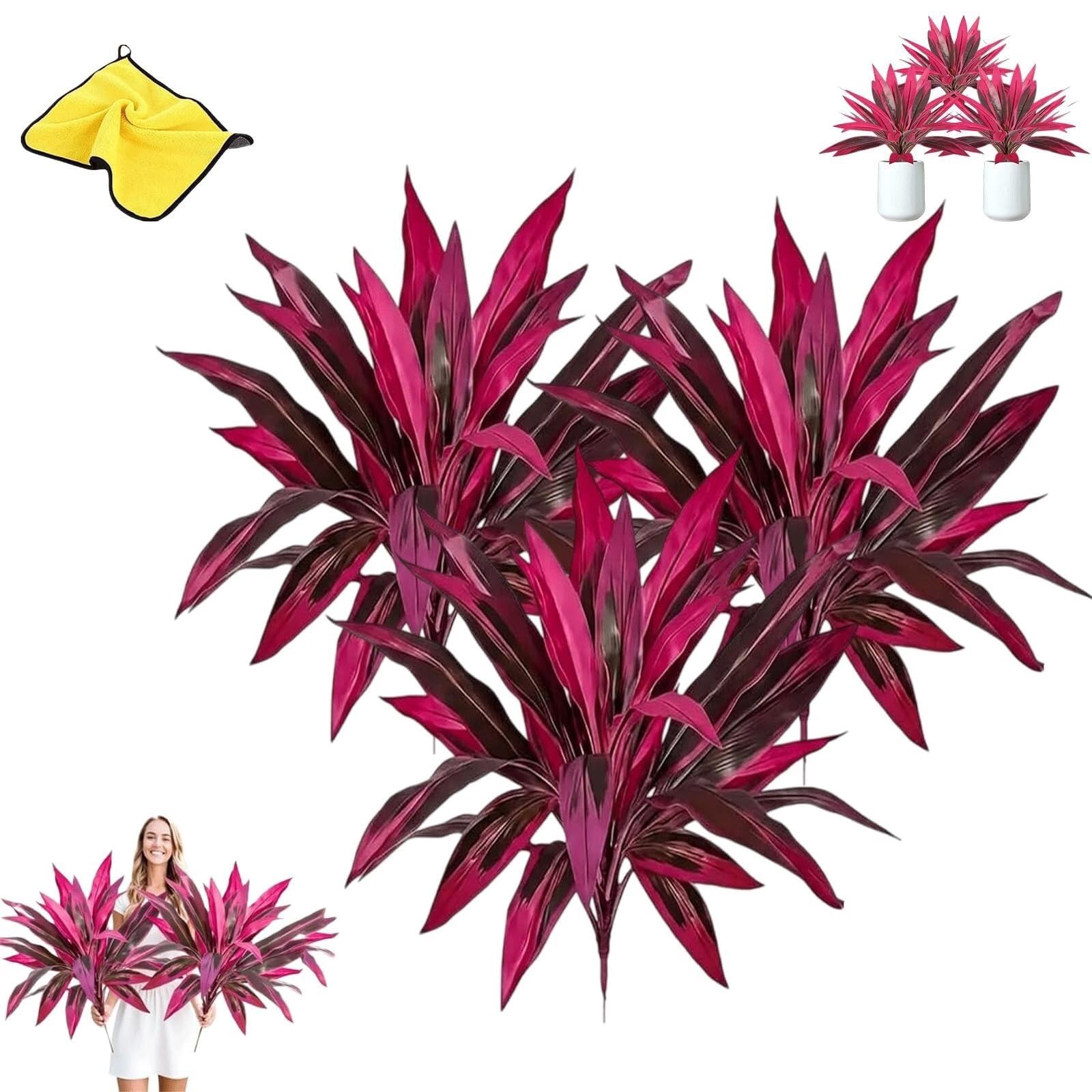 Lcpkuttr Purple 3Pcs Large Realistic Artificial Fern Plants, Ferns Artificial Plants Outdoor, Resistant Fake Ferns For Outdoors Outside Garden Patio Wedding Balcony R0g612(Purple 3Pcs)