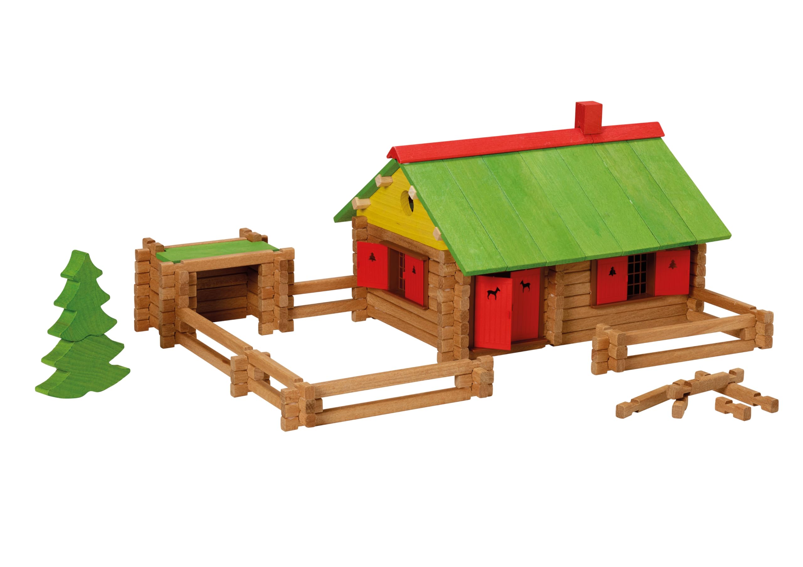 JEUJURA - Mon Chalet en Bois - Maxi Coffret 330 Pièces en Hêtre - Jeu de Construction dès 5 Ans - Nombreux Chalets à Construire et Démonter - Coffret Créatif et Éducatif - Fabriqué en France - 1805
